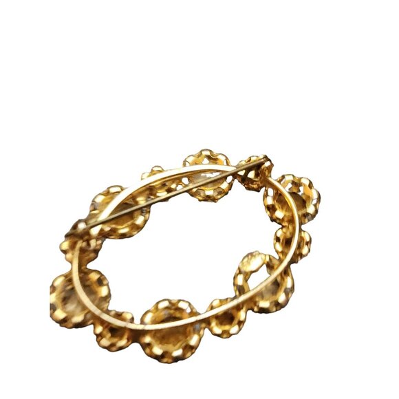 Vintage Signed Austria Prong Set Oval Wreath Brooch (A4601) - Picture 3 of 5